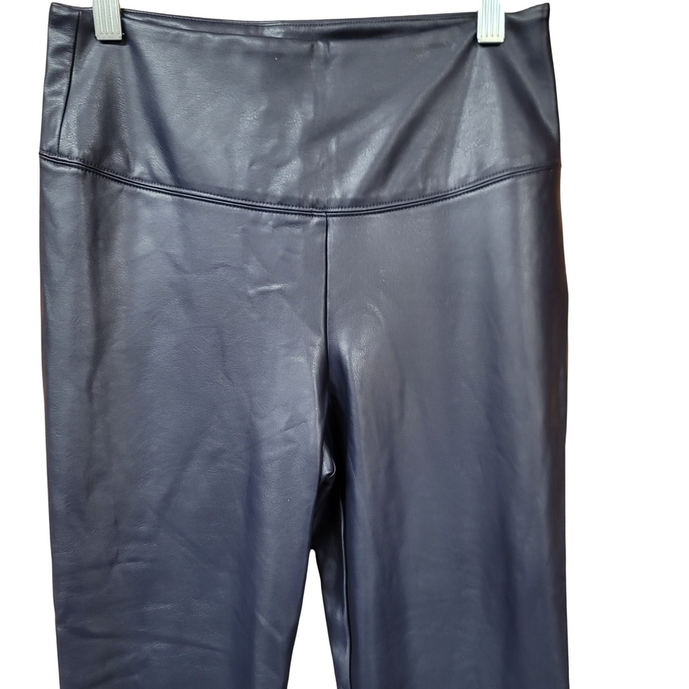 White House Black Market Runway Legging Navy Blue Faux Leather High Rise Pant 28